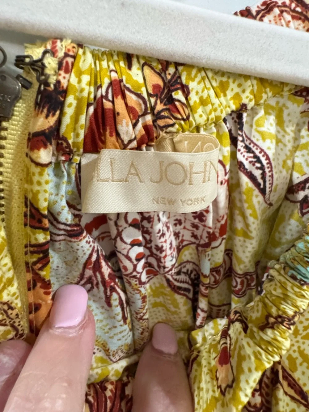 Ulla Johnson Yellow Floral Midi Dress with Puff Sleeves - Picture 5 of 10